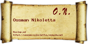 Ossman Nikoletta névjegykártya